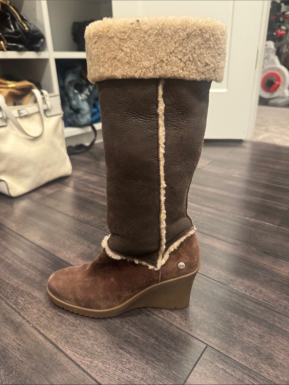 Ugh Sandra  Brown Wedge Shearling Boot